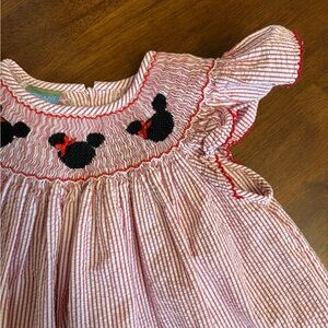 Anavini Velani Smocked Red and White Minnie Mouse Dress Kids Size 4